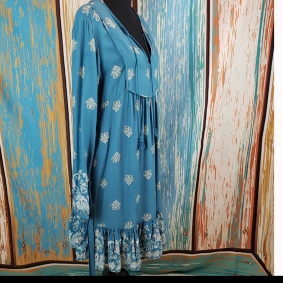 Time and Tru Teal Boho Peasant Dress Size Large - Picture 4 of 6